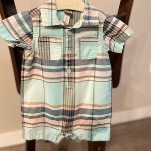 TEA Collection Plaid Buttoned Baby Romper